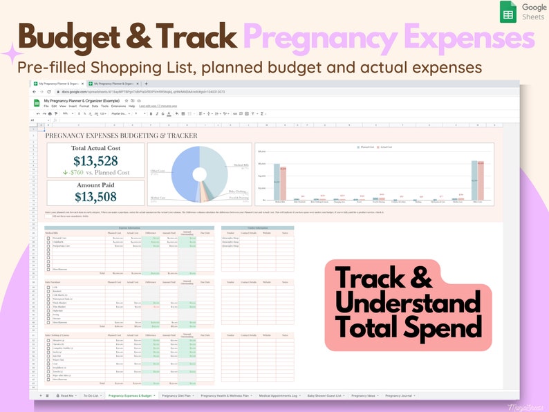 Pregnancy Planner & Journal Google Spreadsheet