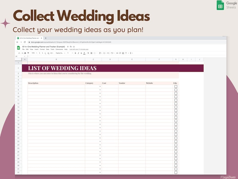 Wedding Planning Spreadsheet Google Sheets