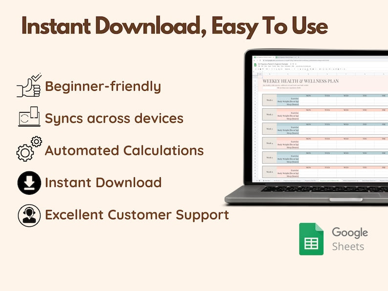 Pregnancy Planner & Journal Google Spreadsheet