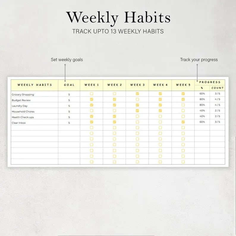 Daily Habit Tracker Spreadsheet