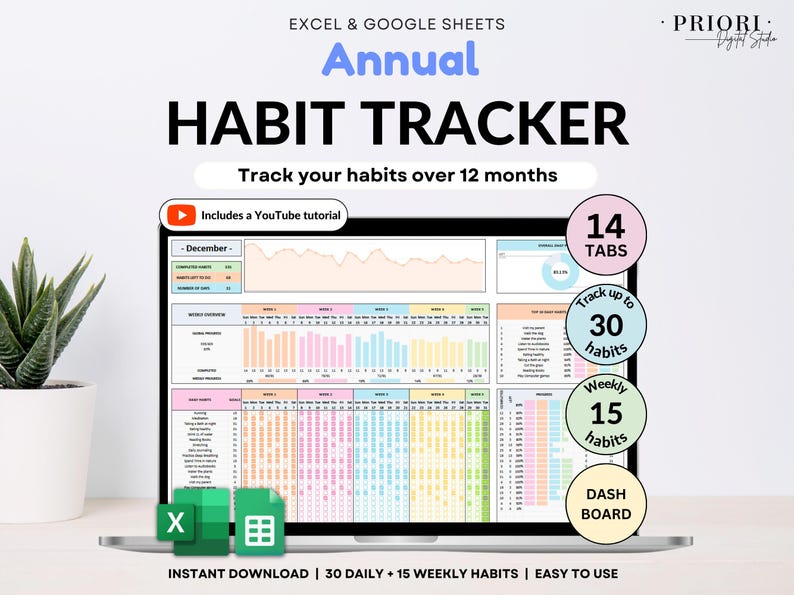 Annual Habit Tracker Spreadsheet
